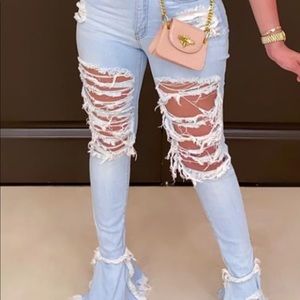 Ripped Bell bottom flare jeans